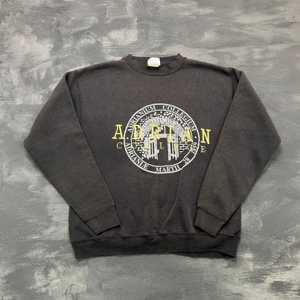 Vintage Adrian College Sweatshirt Mens Medium Black 1990s